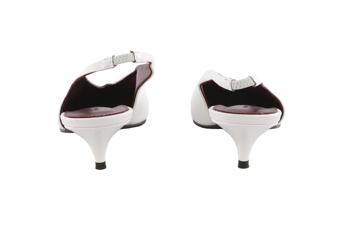 PROENZA SCHOULER WHITE LEATHER SLINGBACK PUMPS EU 38.5 UK 5.5 US 8.5