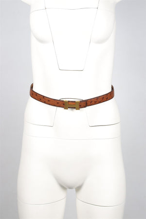 HERMÈS BROWN 1995 H 24 MM OSTRICH BELT