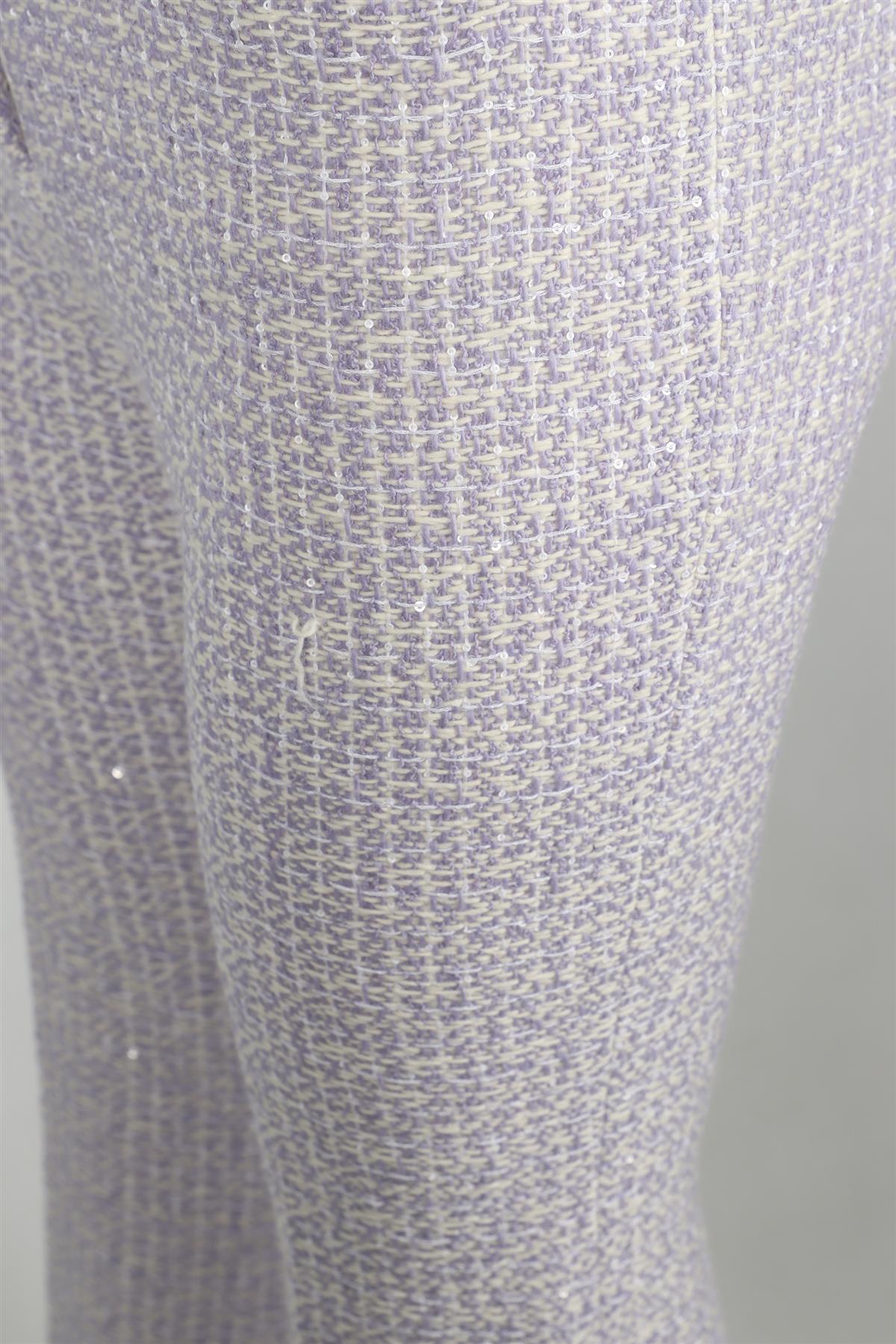 ALESSANDRA RICH PURPLE TWEED FLARED PANTS IT 38 UK 6
