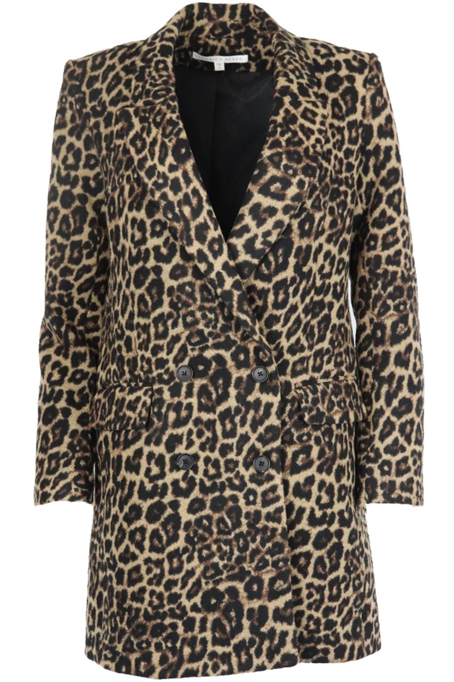 VERONICA BEARD LEOPARD PRINT WOOL BLEND COAT US 6 UK 10