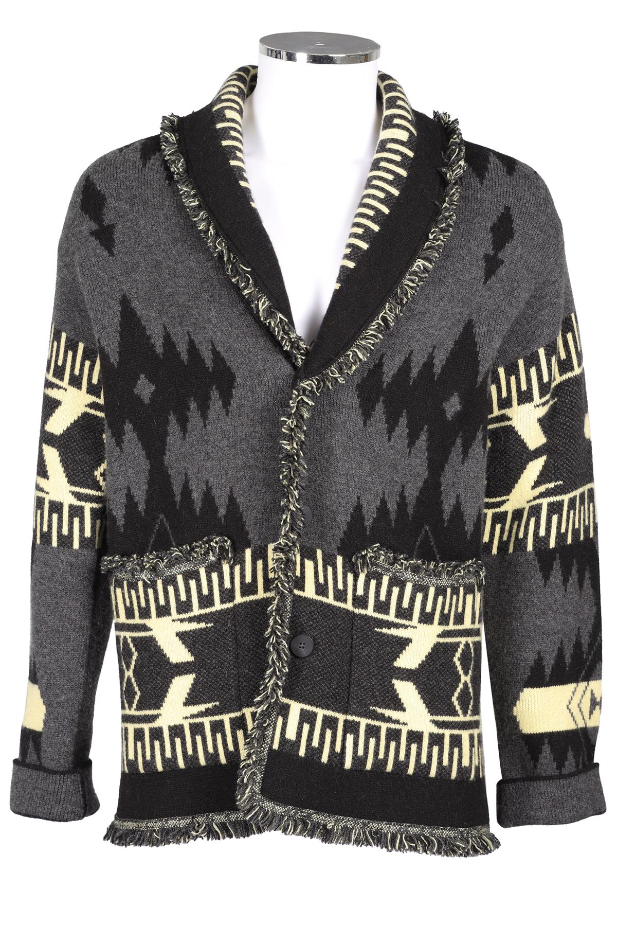ALANUI GREY MEN'S CASHMERE CARDIGAN MEDIUM
