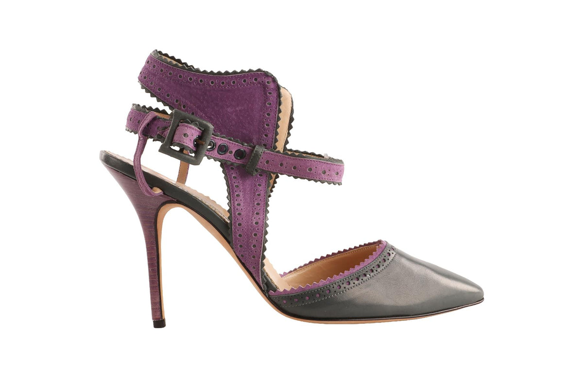 MANOLO BLAHNIK GREY LEATHER PUMPS EU 40 UK 7 US 10