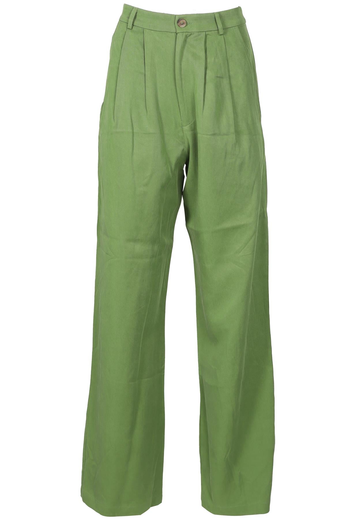 REFORMATION GREEN WOVEN STRAIGHT LEG PANTS US 2 UK 6