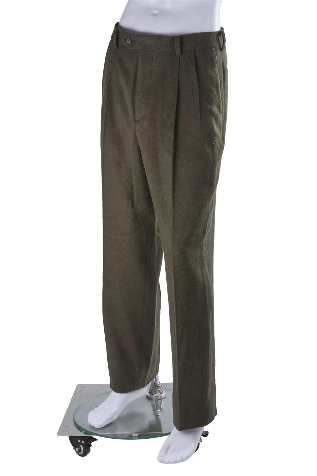 GREEN MEN'S CAMEL HAIR STRAIGHT LEG PANTS