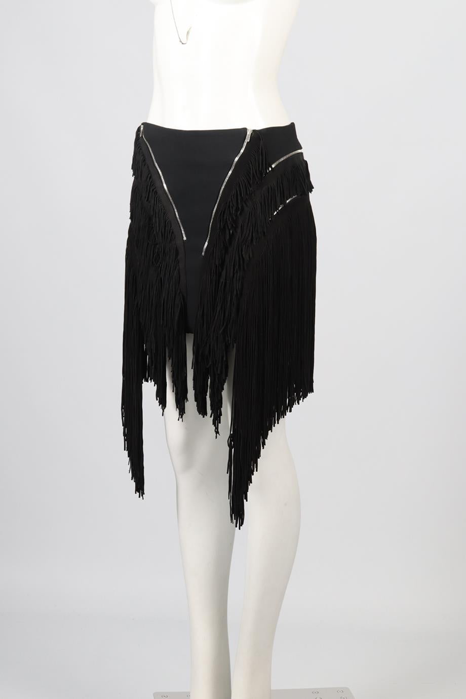 JAY AHR FRINGED CREPE MINI SKIRT FR 34 UK 6