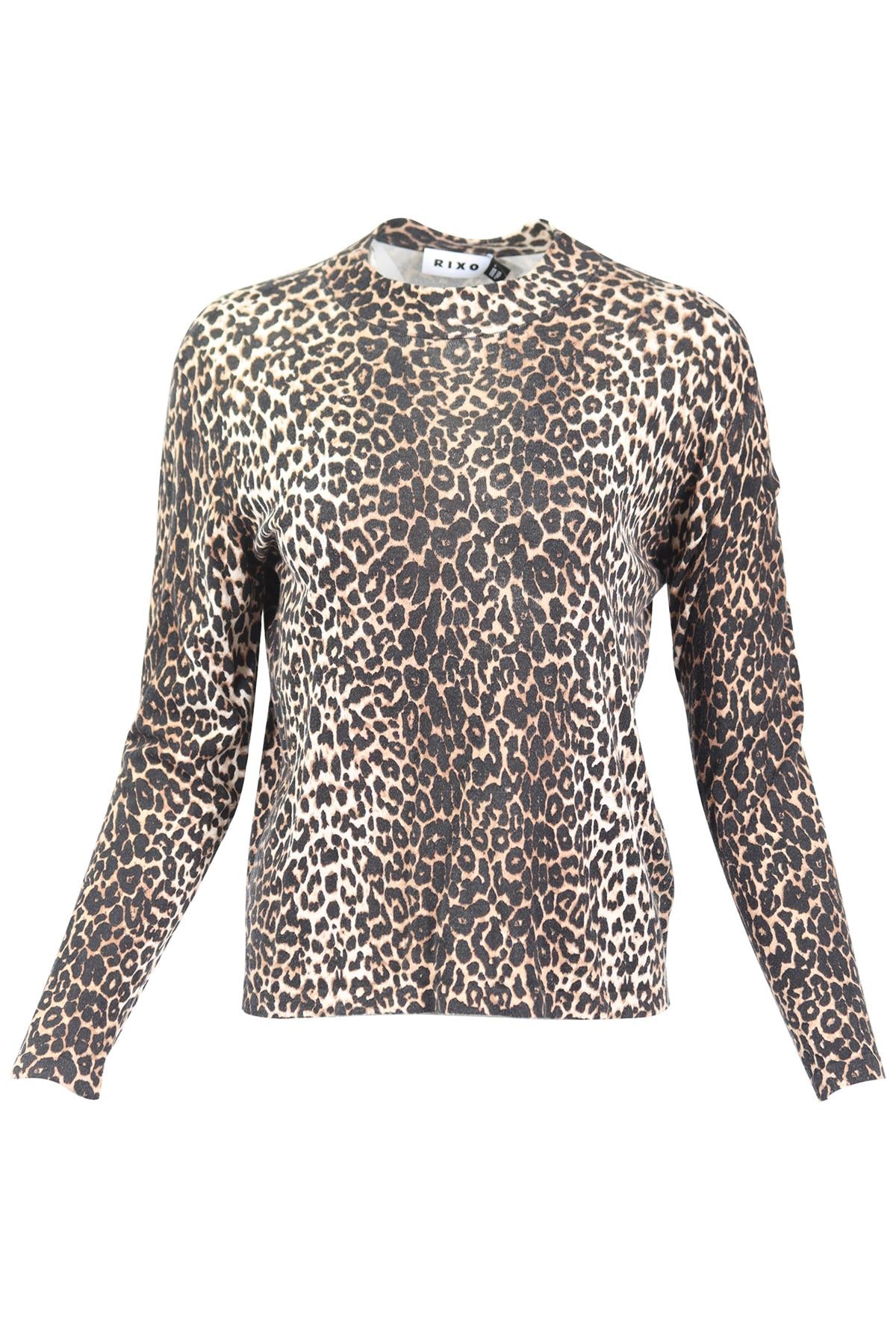 RIXO LEOPARD PRINTED SWEATER UK 14