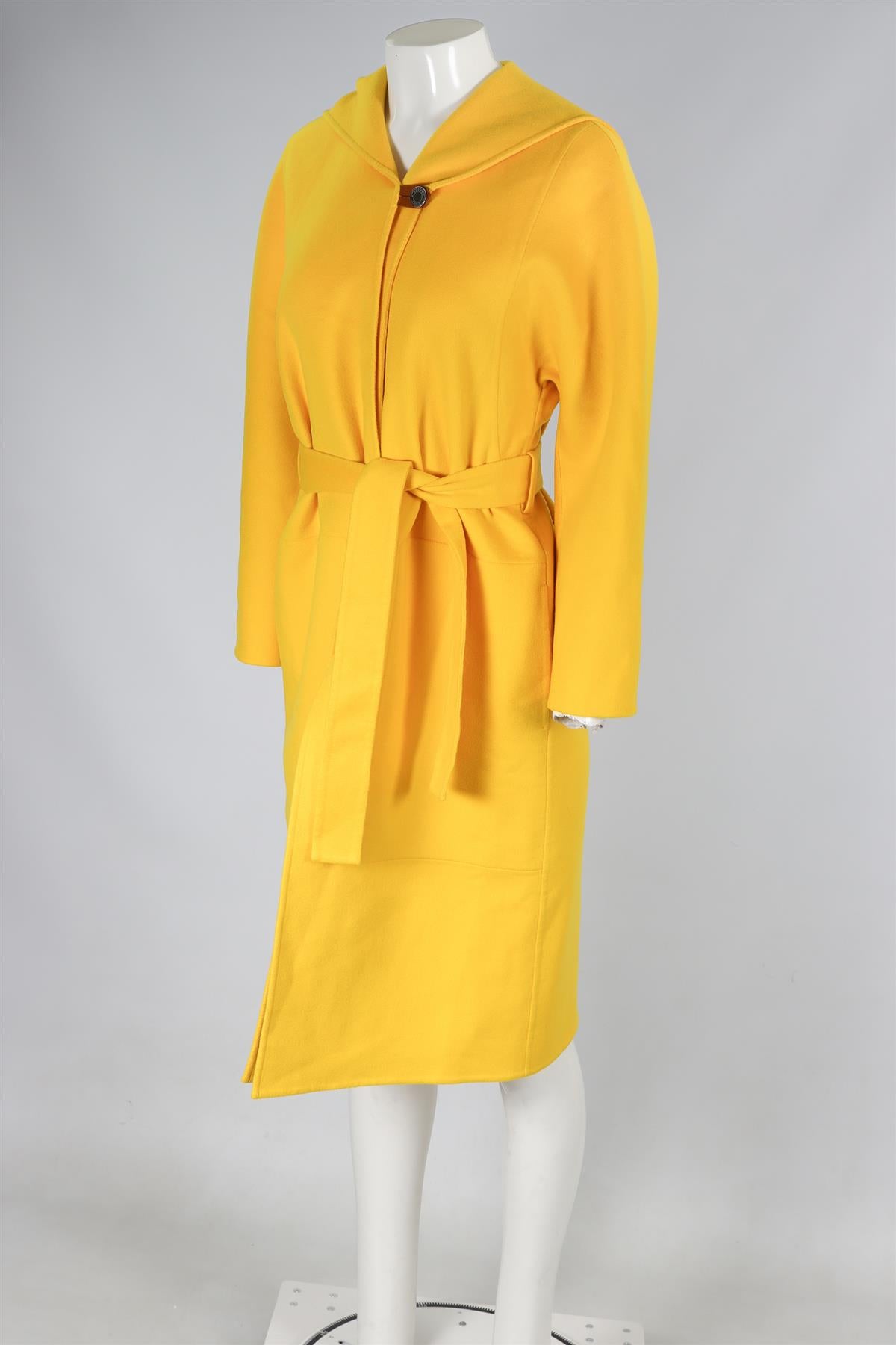 HERMÈS YELLOW CASHMERE COAT FR 34 UK 6