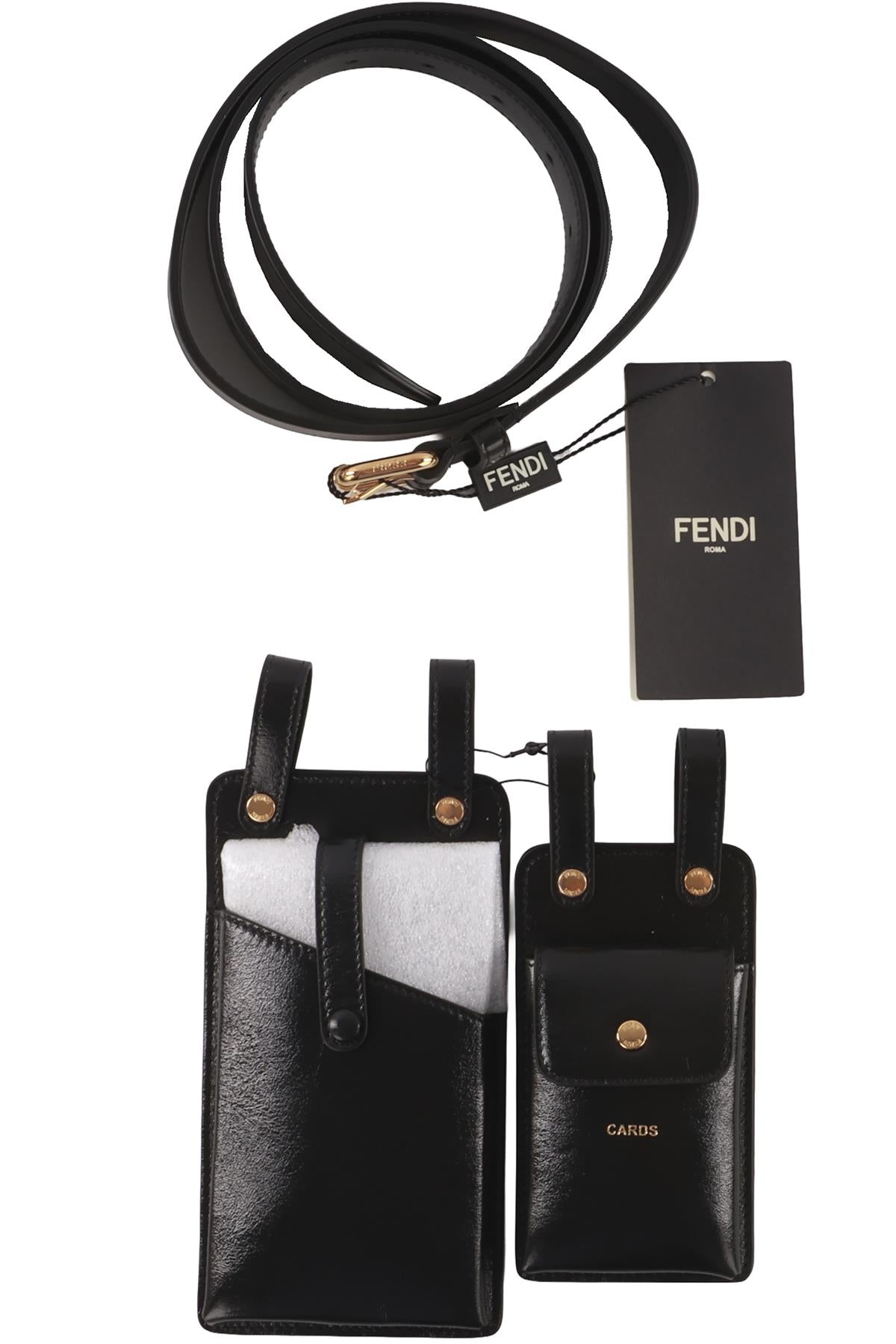 FENDI BLACK UTILITY LEATHER BELT BAG