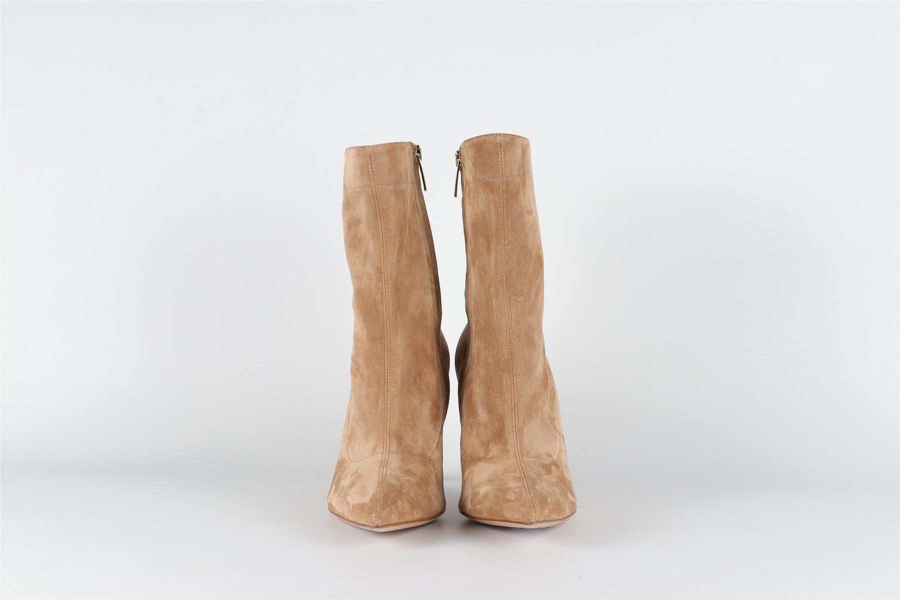 GIANVITO ROSSI TAN SUEDE ANKLE BOOTS EU 38 UK 5 US 8