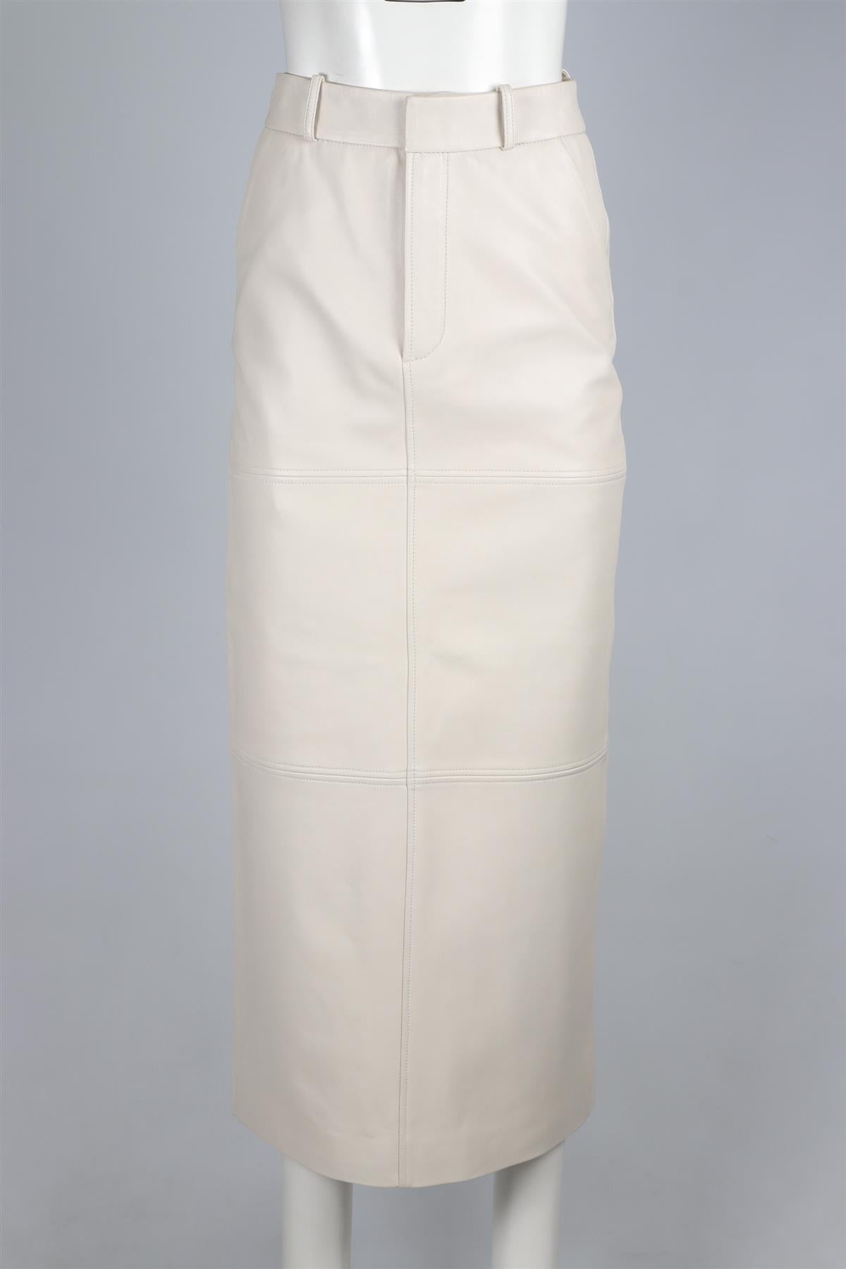 REFORMATION + VEDA ECRU LEATHER MAXI SKIRT US 2 UK 6
