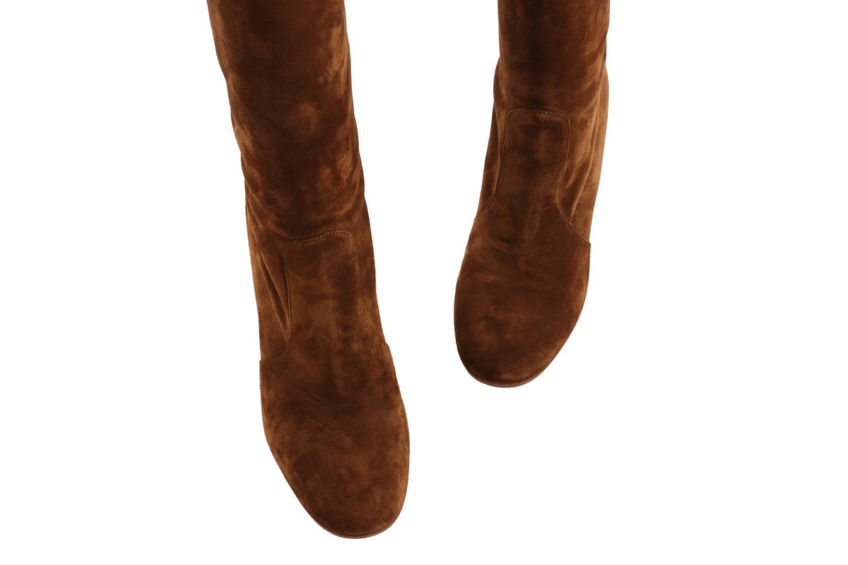 GIANVITO ROSSI BROWN SUEDE KNEE HIGH BOOTS  EU 38.5 UK 5.5 US 8.5
