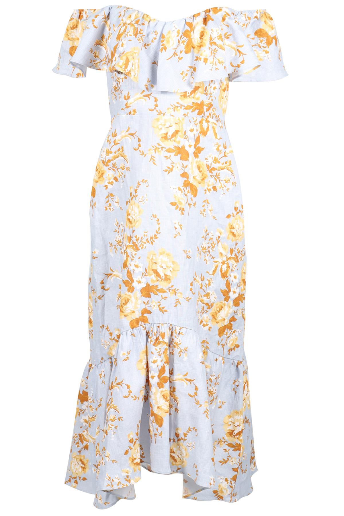 REFORMATION BLUE LINEN MIDI DRESS US 8 UK 12