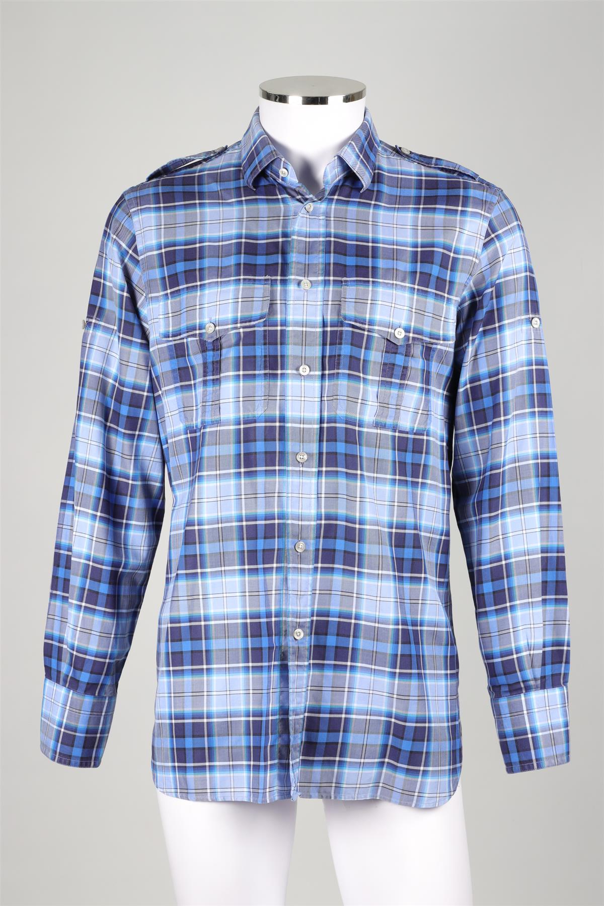 TOM FORD BLUE MEN'S COTTON SHIRT EU 40 UK 40