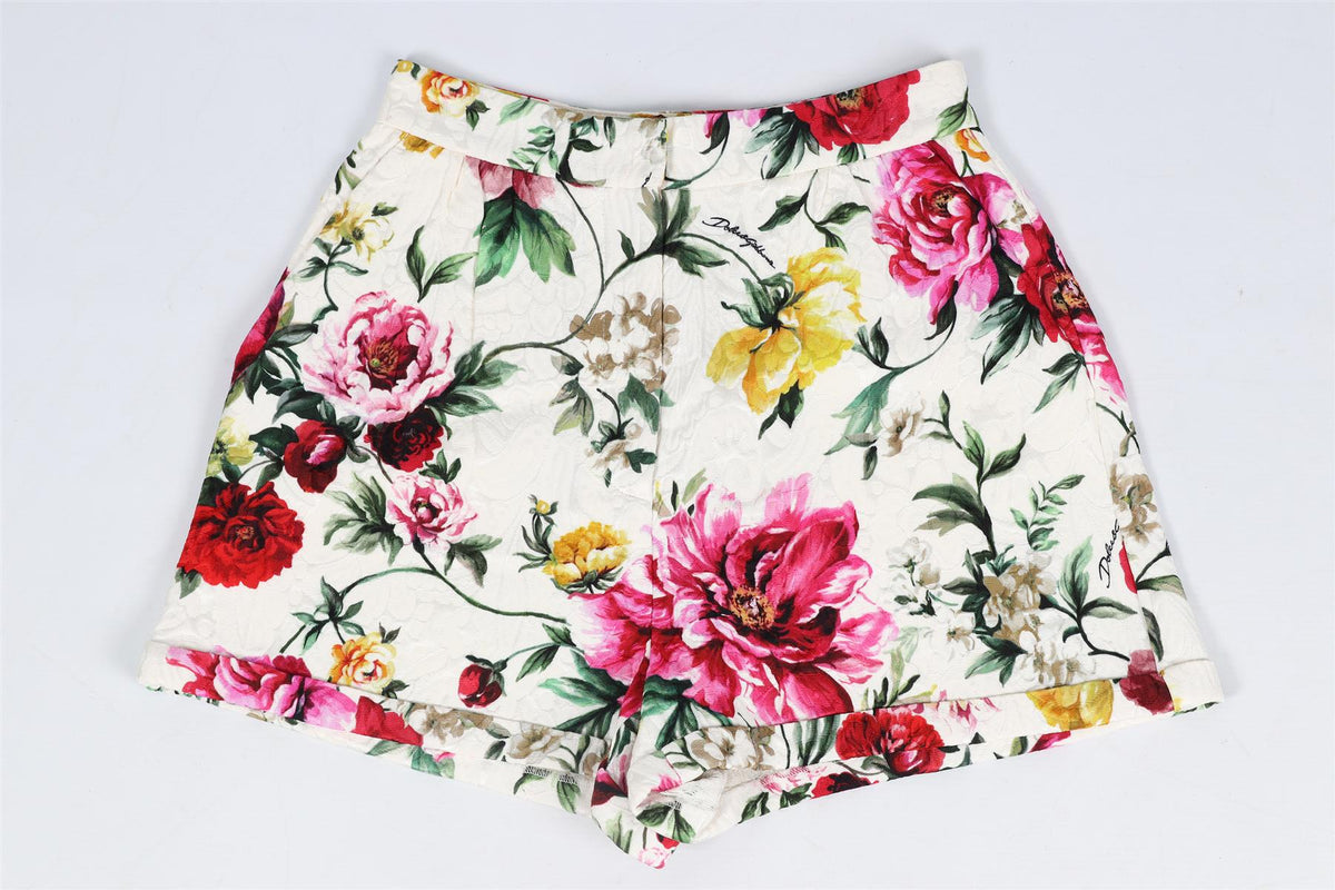 DOLCE & GABBANA FLORAL PRINT COTTON BLEND SHORTS IT 36 UK 4
