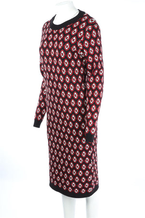ELIE TAHARI BLACK KNIT MIDI DRESS XLARGE