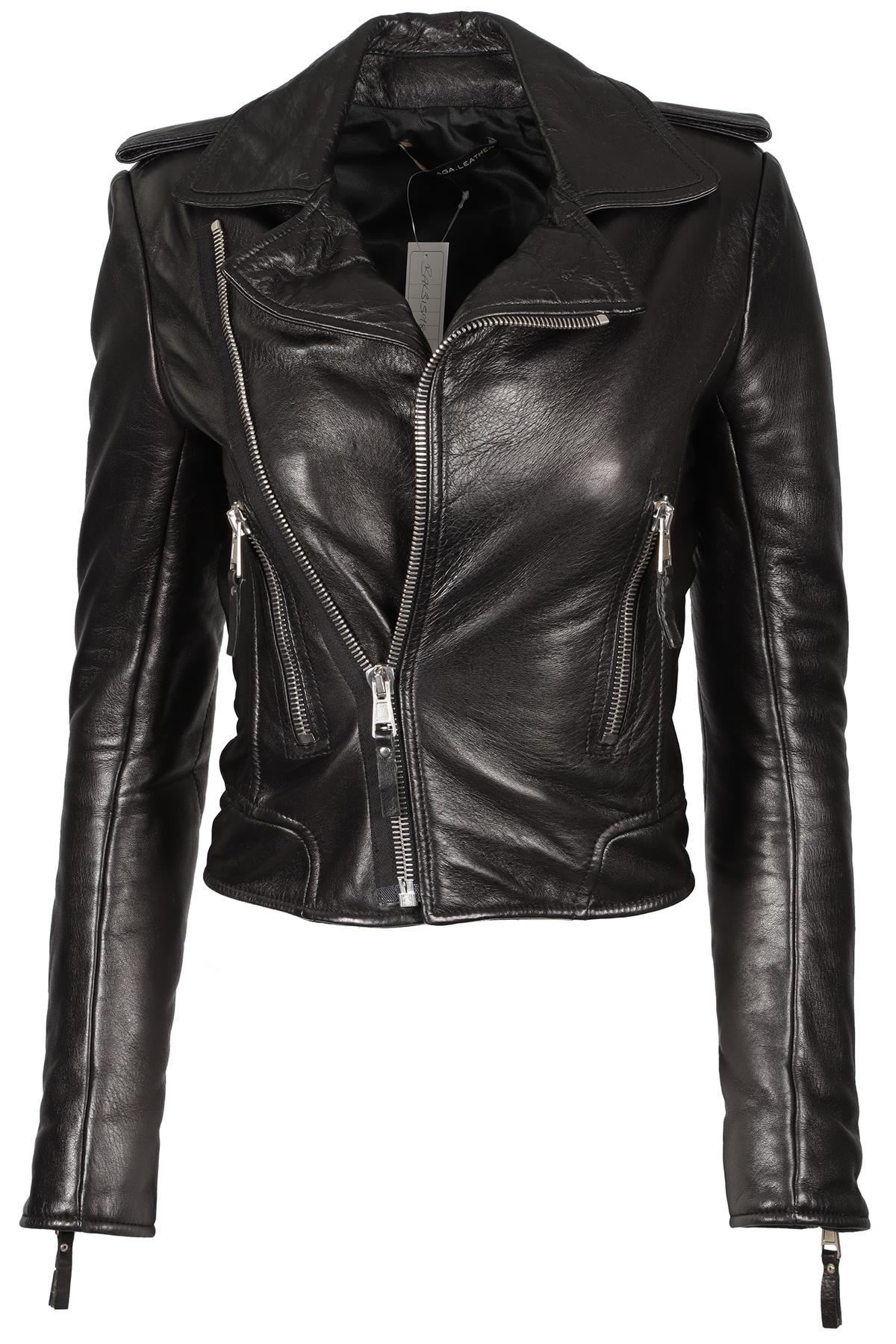 BALENCIAGA BLACK LEATHER JACKET FR 36 UK 8