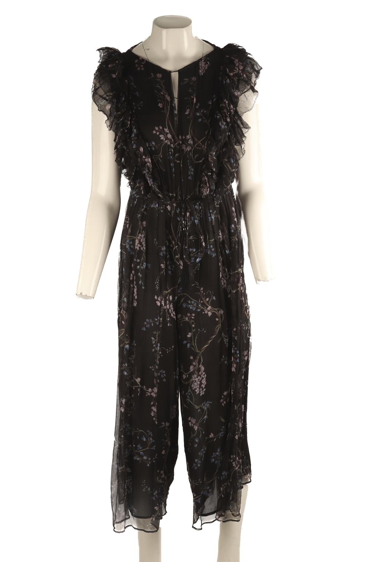 ZIMMERMANN BLACK SILK JUMPSUIT UK 8