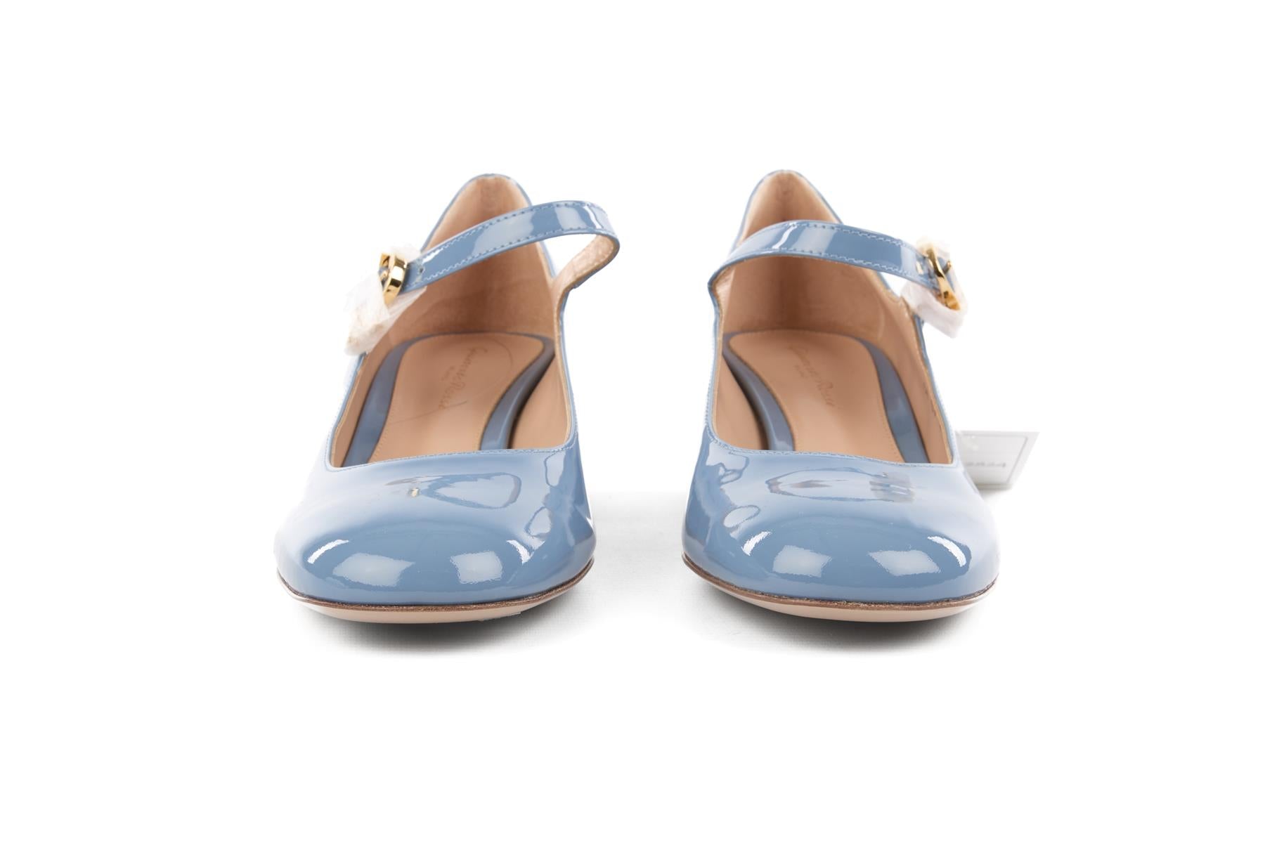 GIANVITO ROSSI BLUE PATENT LEATHER PUMPS  EU 39 UK 6 US 9