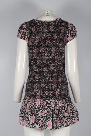 LOVESHACKFANCY BLACK COTTON MINI DRESS SMALL