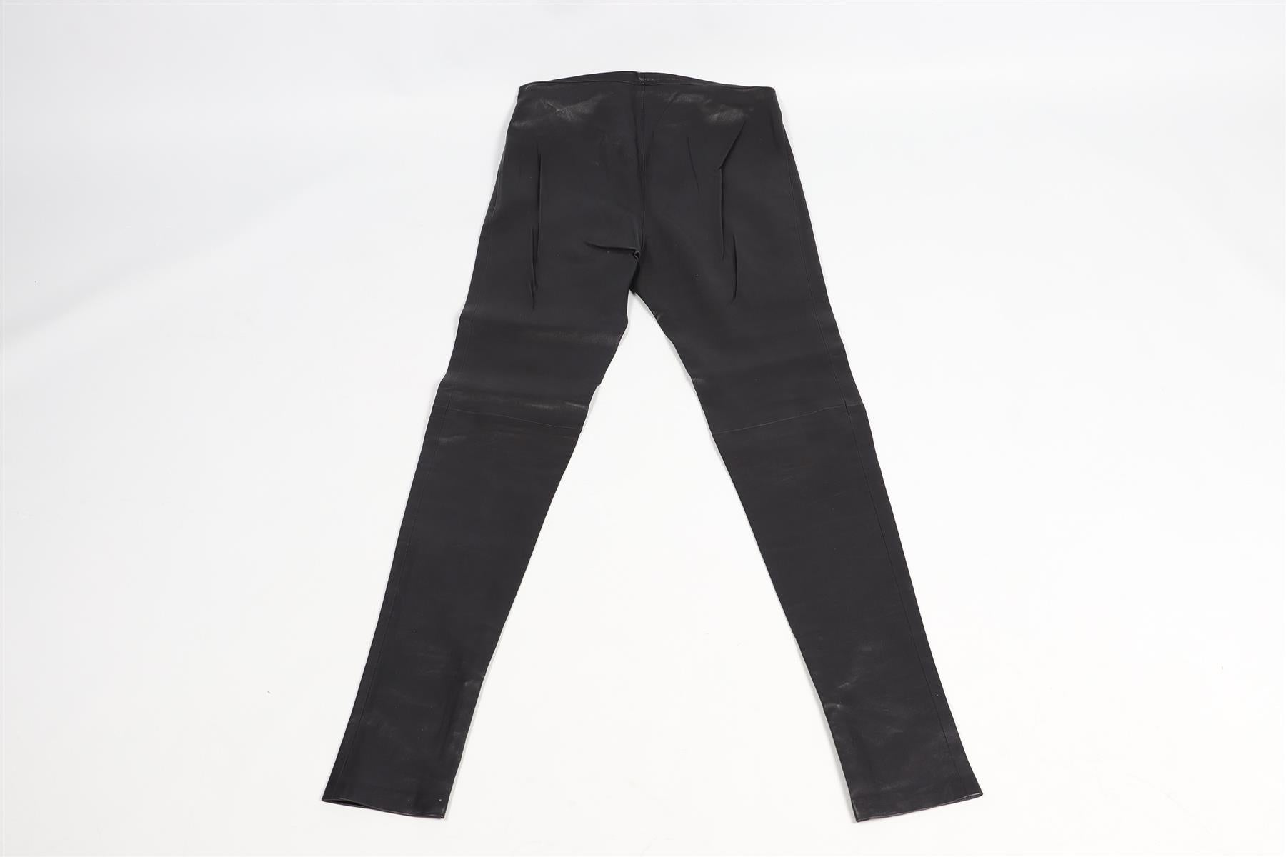 BALENCIAGA NAVY LEATHER SKINNY PANTS FR 38 UK 10