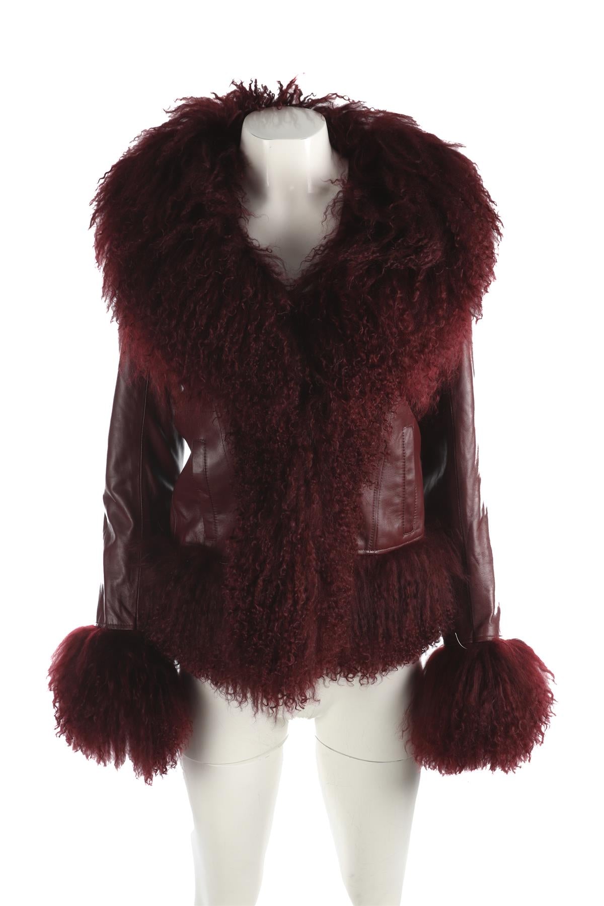 SUSANNA CHOW RED LEATHER JACKET SMALL
