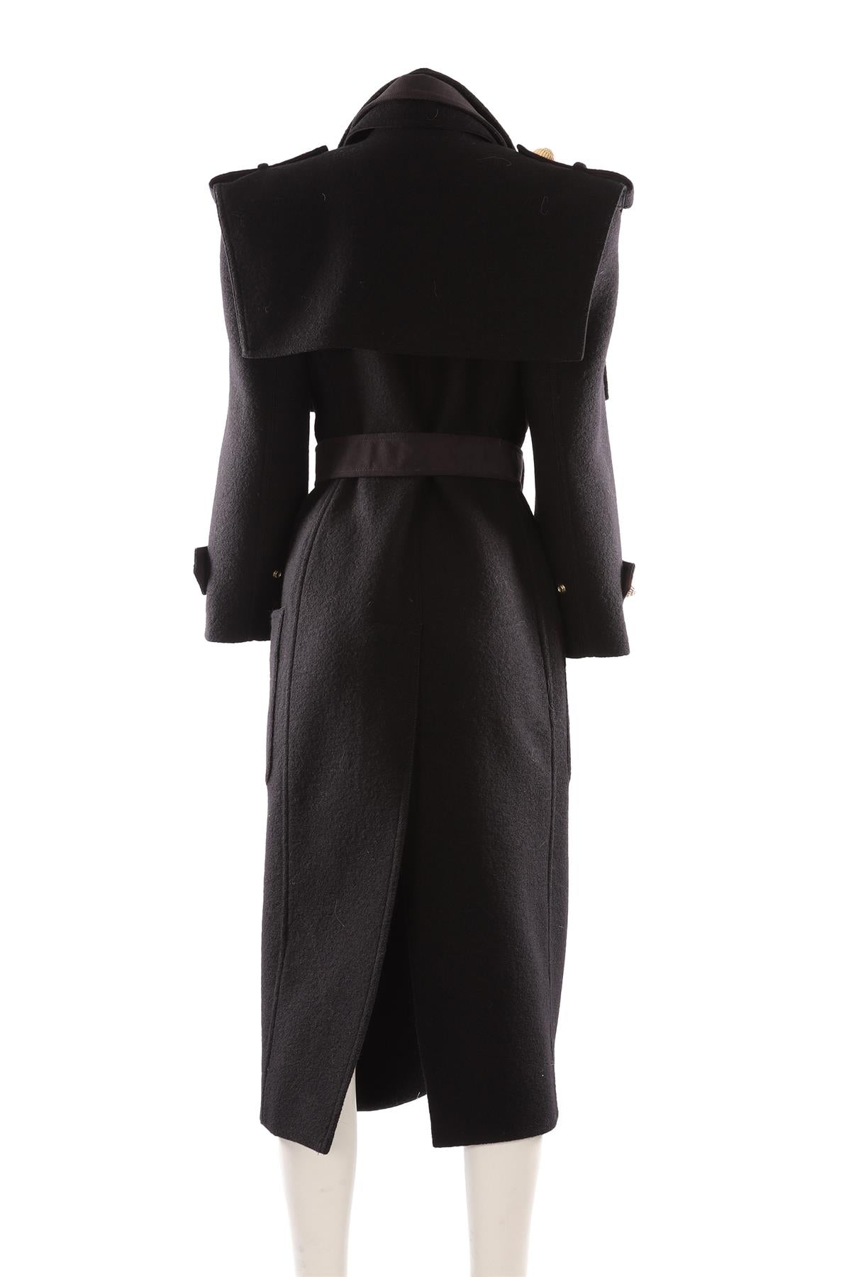 BALMAIN BLACK WOOL COAT FR 36 UK 8