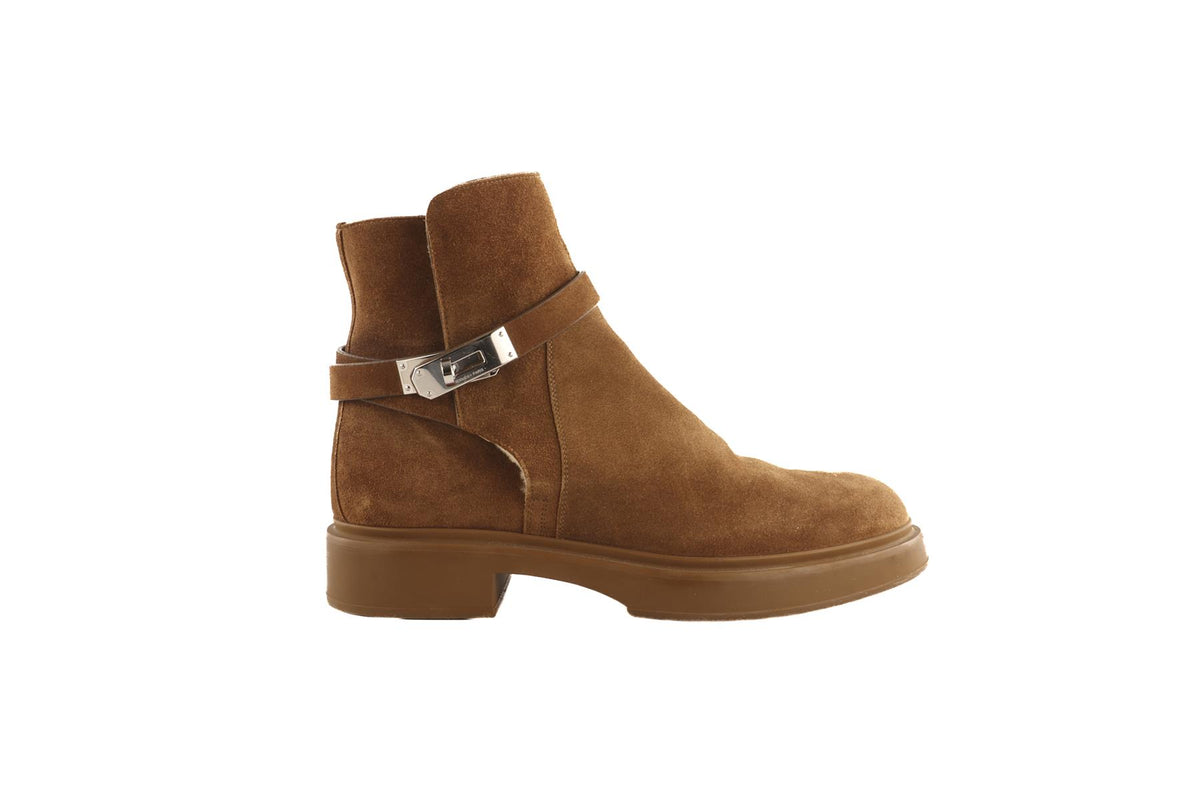 HERMÈS BROWN VEO SUEDE ANKLE BOOTS EU 40 UK 7 US 10