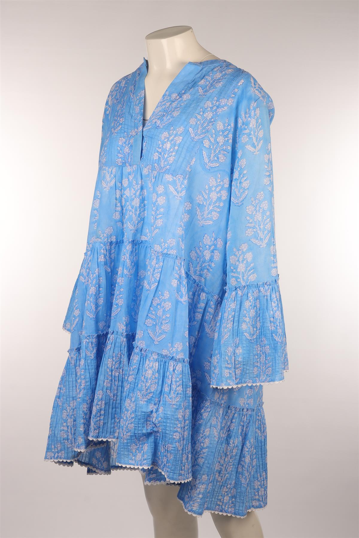JULIET DUNN LONDON BLUE COTTON MINI DRESS 3 UK 12/14