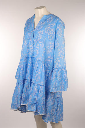 JULIET DUNN LONDON BLUE COTTON MINI DRESS 3 UK 12/14