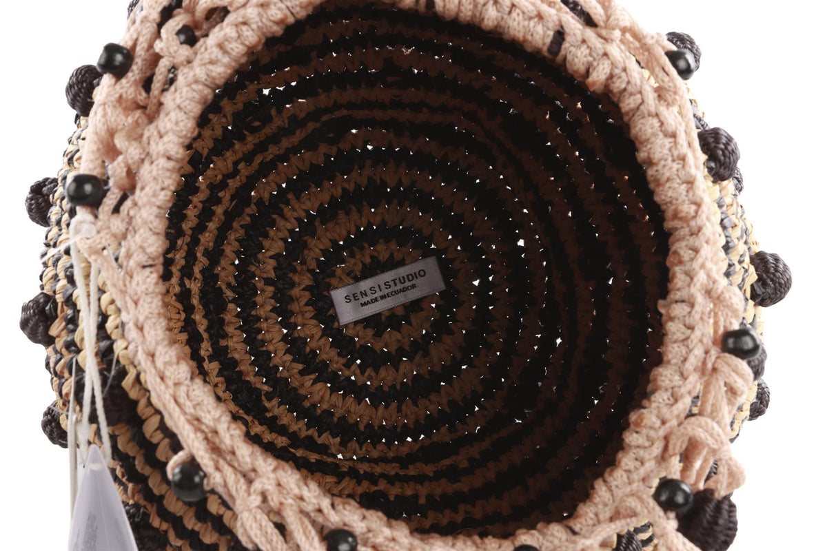 SENSI STUDIO BLACK RAFFIA TOTE BAG