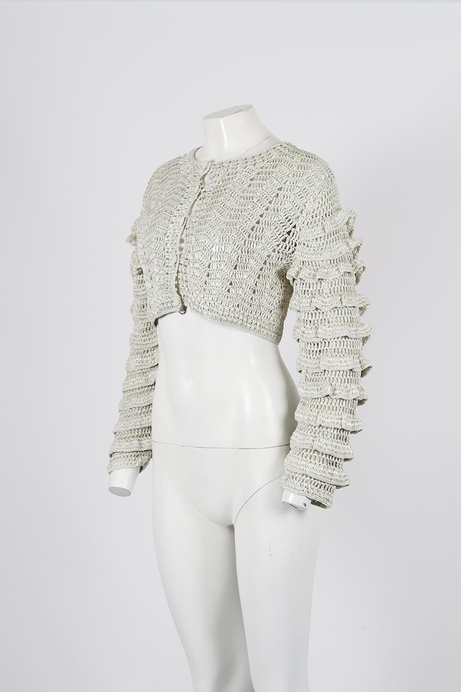 LOVESHACKFANCY CROPPED CROCHET KNIT CARDIGAN MEDIUM