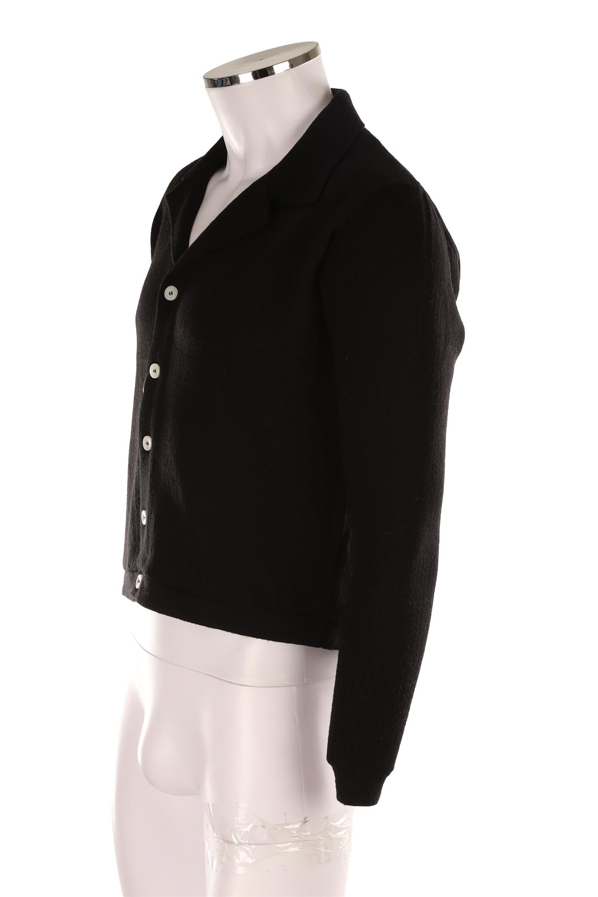 SECOND LAYER BLACK MEN'S WOOL CARDIGAN SMALL