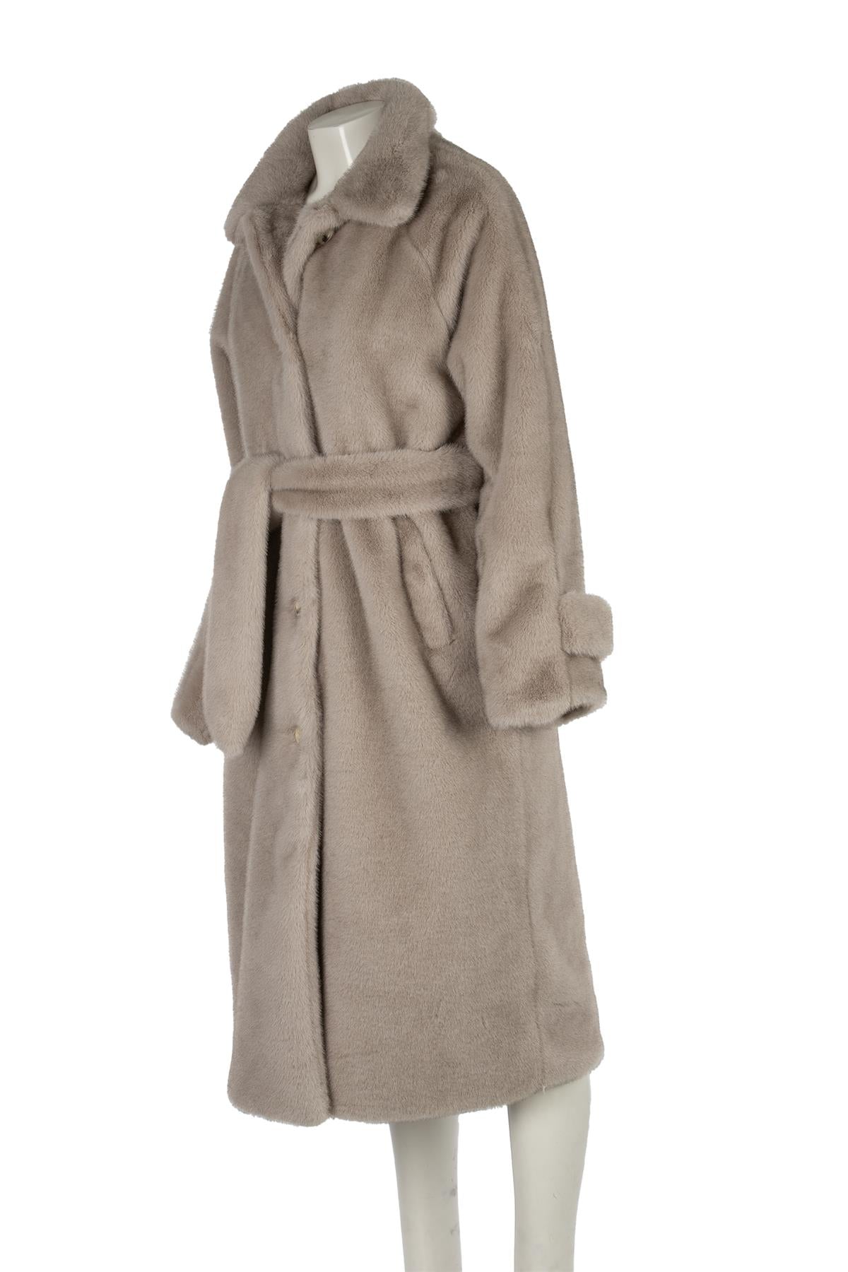 MEOTINE GREY KELLY FAUX FUR COAT XSMALL - SMALL