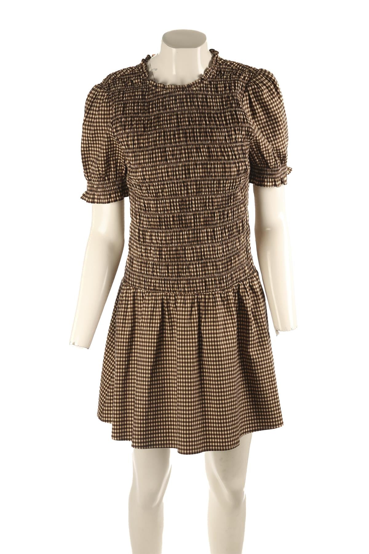REFORMATION BROWN COTTON MINI DRESS UK 10