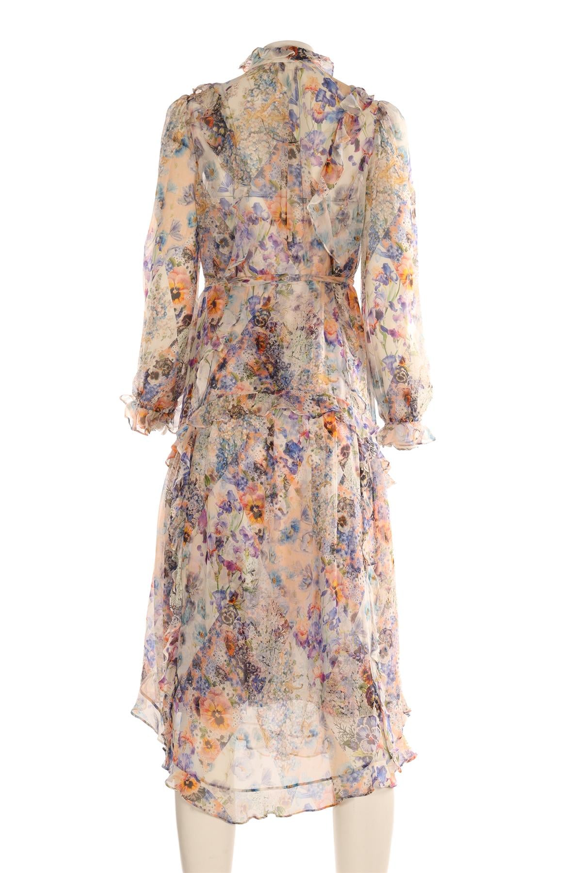 ZIMMERMANN MULTI SILK MAXI DRESS 1 UK 10