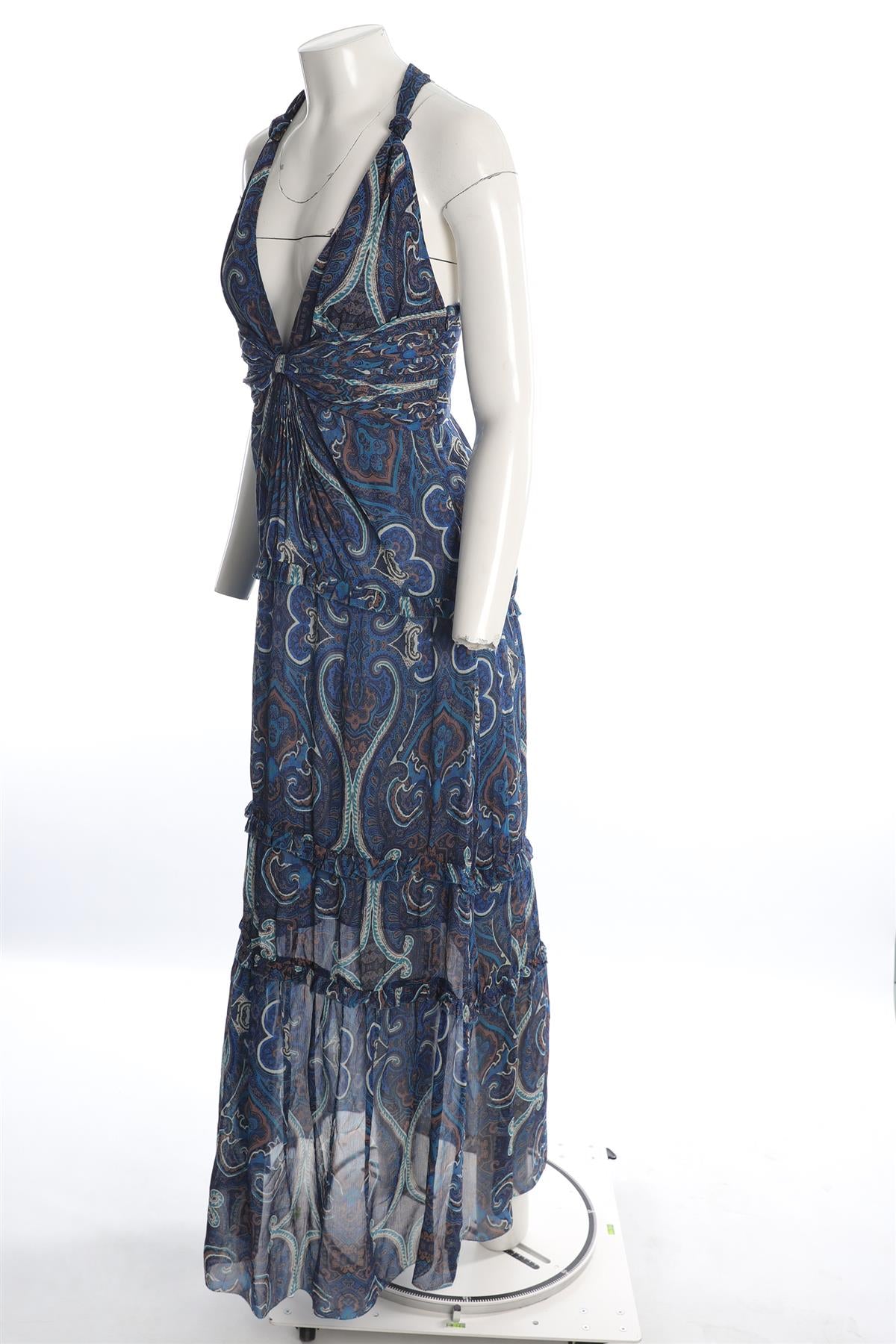 INTERMIX BLUE SILK MAXI DRESS MEDIUM
