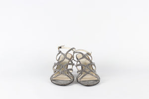 STUART WEITZMAN SILVER FABRIC SANDALS EU 36.5 UK 3.5 US 6.5