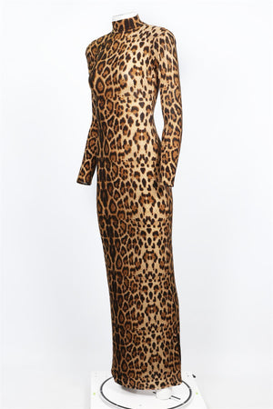 THE NEW ARRIVALS ILKYAZ OZEL BROWN JERSEY MAXI DRESS FR 36 UK 8
