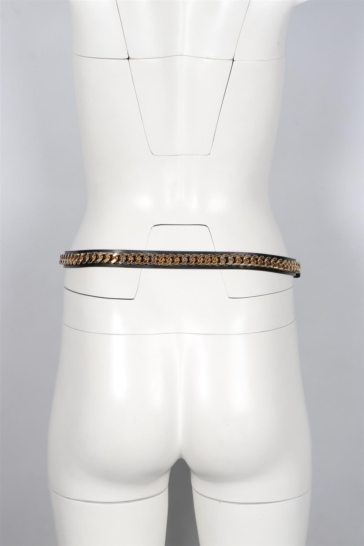 YVES SAINT LAURENT BLACK CHAIN AND LEATHER BELT