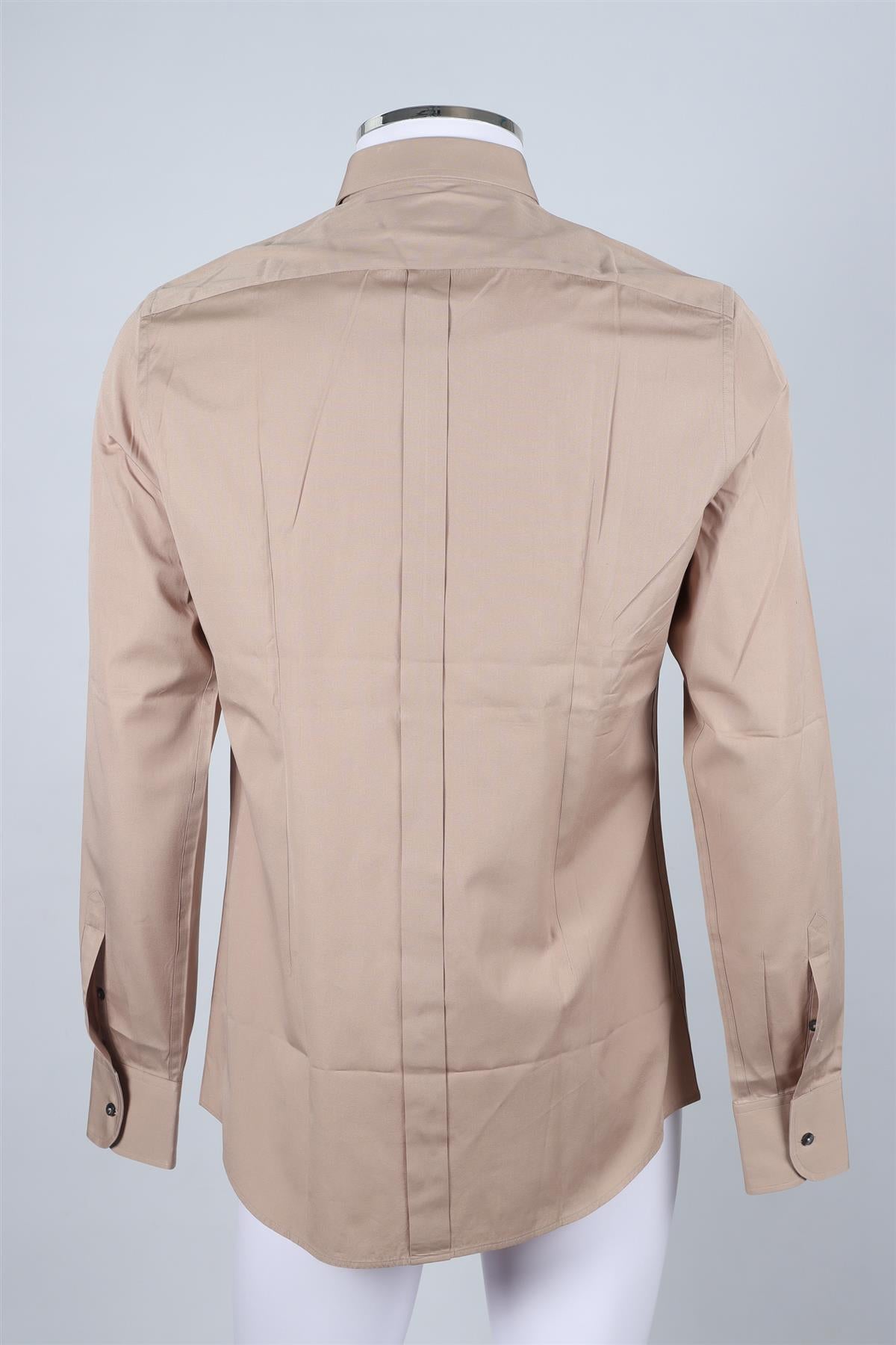DOLCE & GABBANA BEIGE MEN'S COTTON SHIRT UK/US COLLAR 16 UK/US CHEST 40