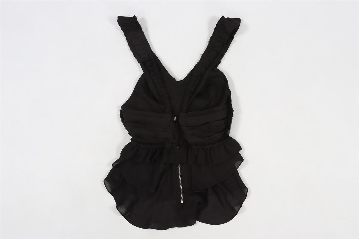 ISABEL MARANT BLACK SILK TOP FR 36 UK 8