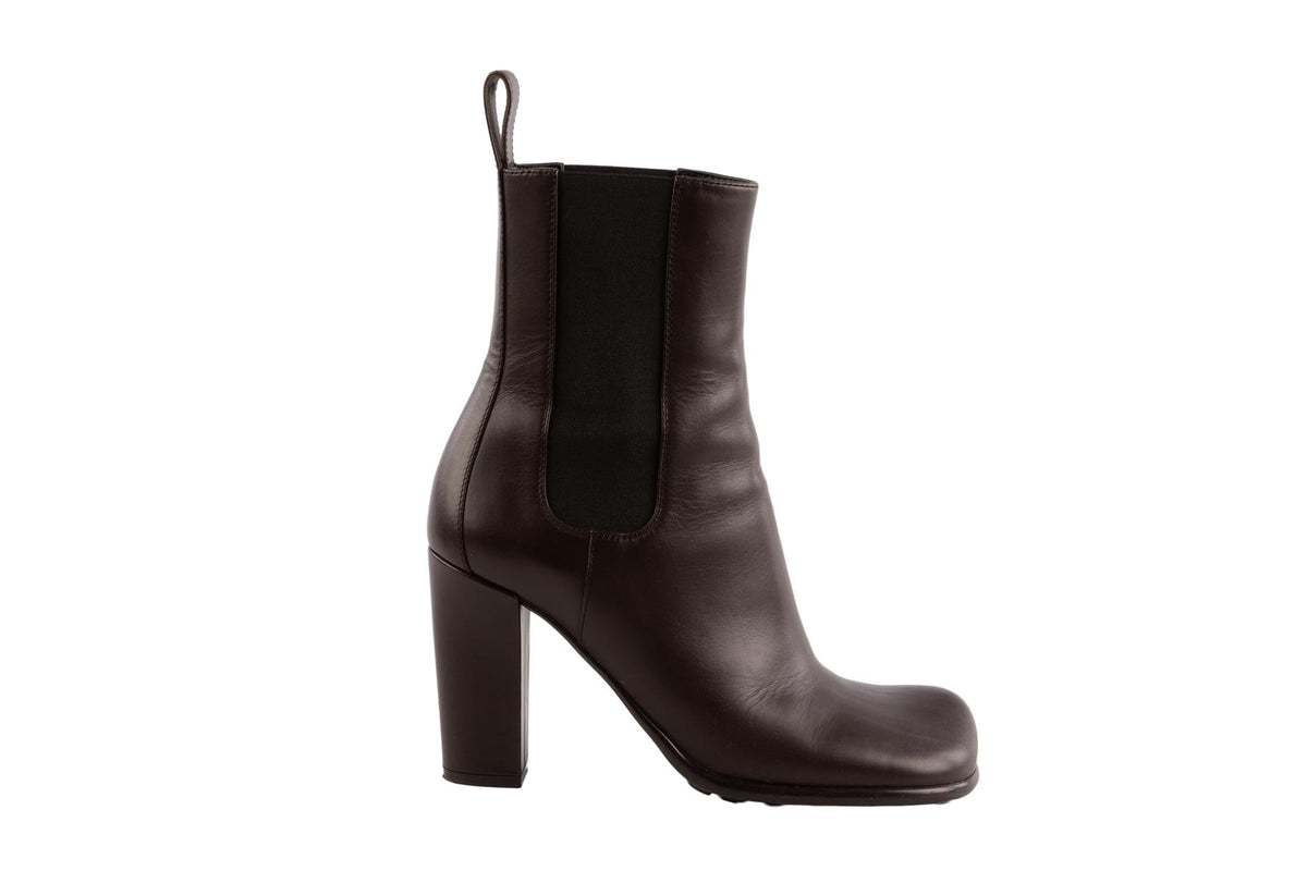 BOTTEGA VENETA BROWN LEATHER ANKLE BOOTS EU 39