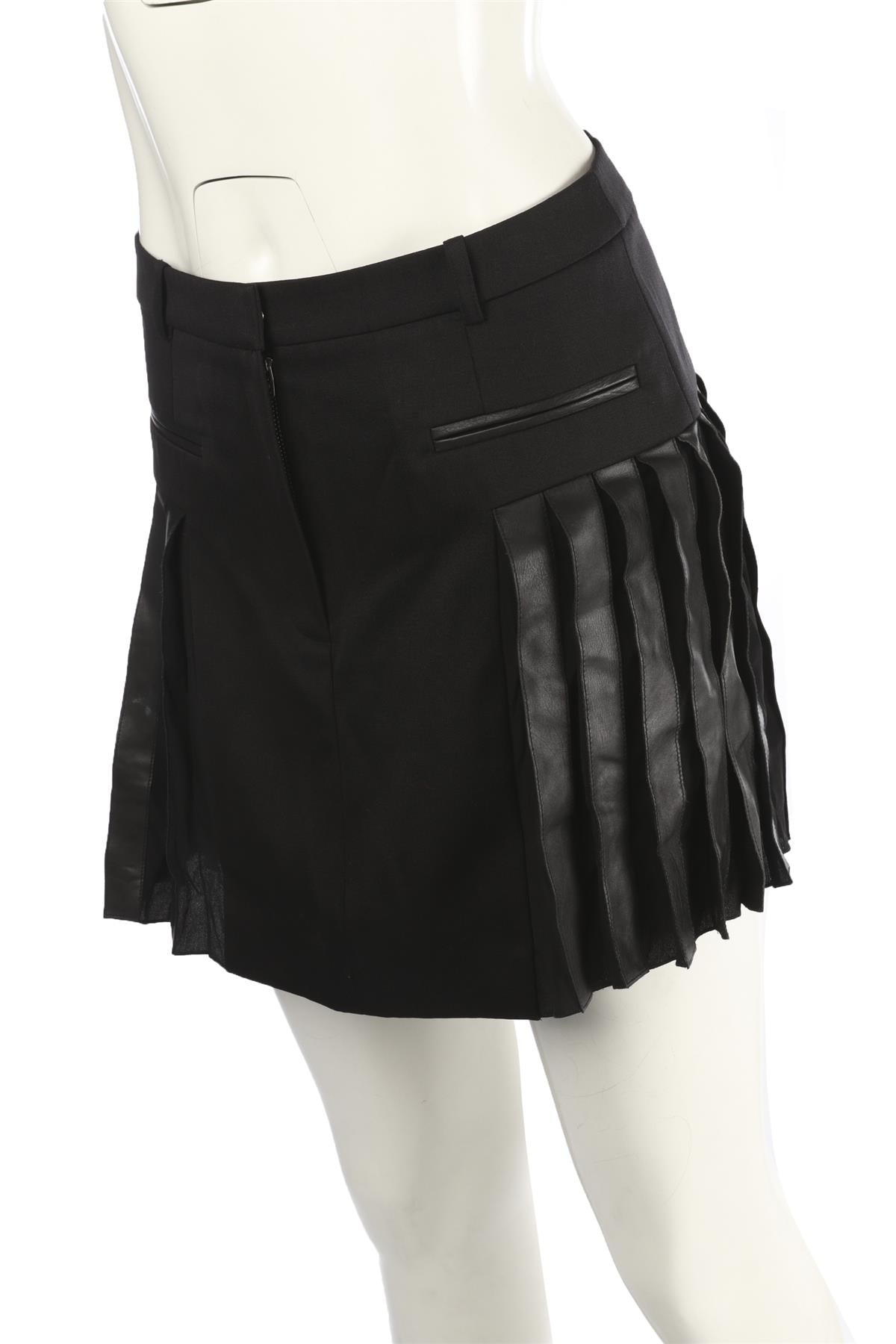 ALEXANDER WANG BLACK WOOL MINI SKIRT US 2 UK 6