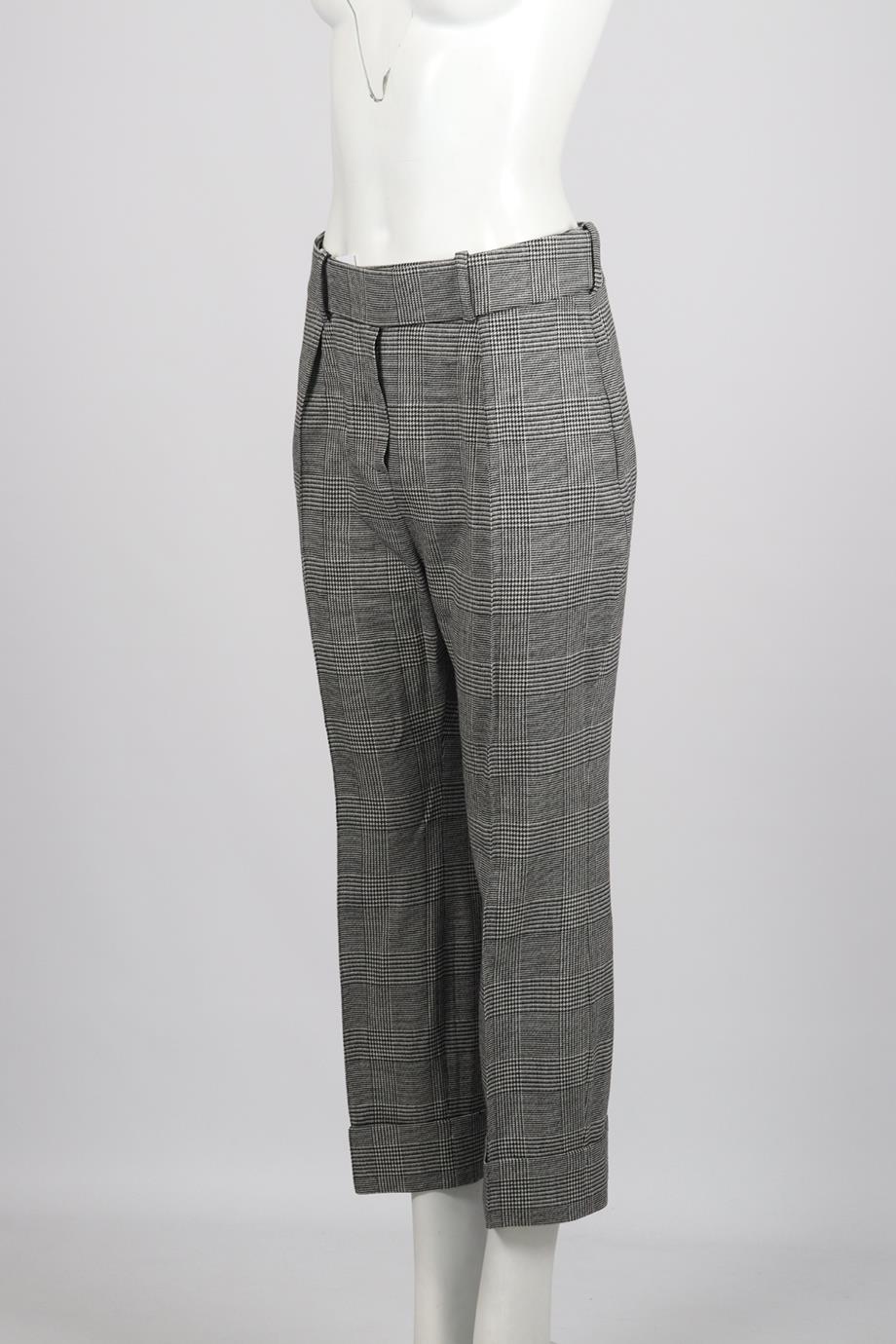 ALEXANDER VAUTHIER CHECKED WOOL BLEND STRAIGHT LEG PANTS FR 40 UK 12
