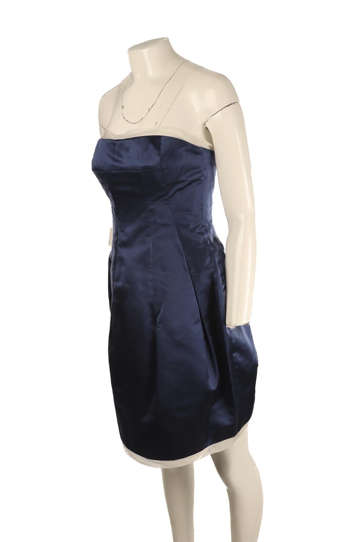 ALEXANDER MCQUEEN BLUE SATIN MINI DRESS IT 42 UK 10