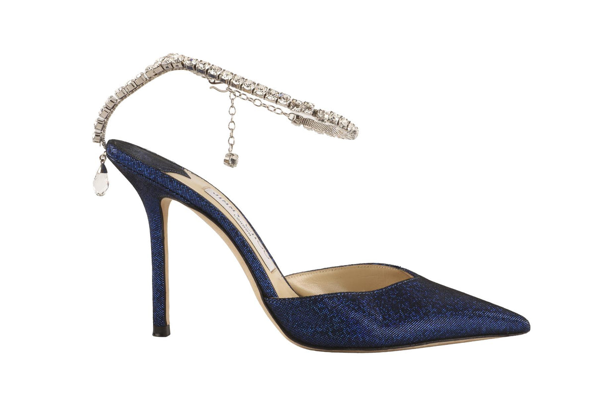 JIMMY CHOO BLUE CRYSTAL AND FABRIC PUMPS EU 36.5 UK 3.5 US 6.5