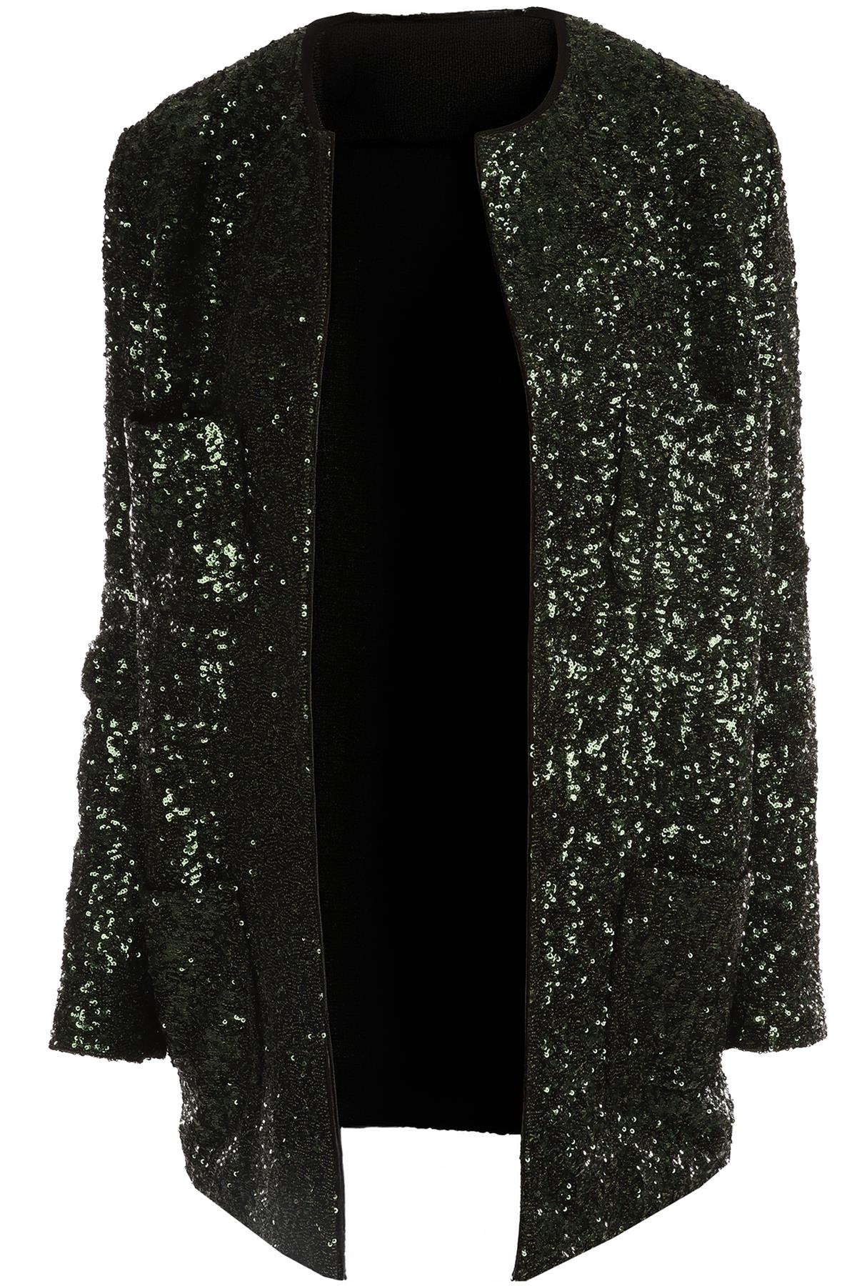JULIE DE LIBRAN GREEN SEQUIN JACKET FR 36 UK 8