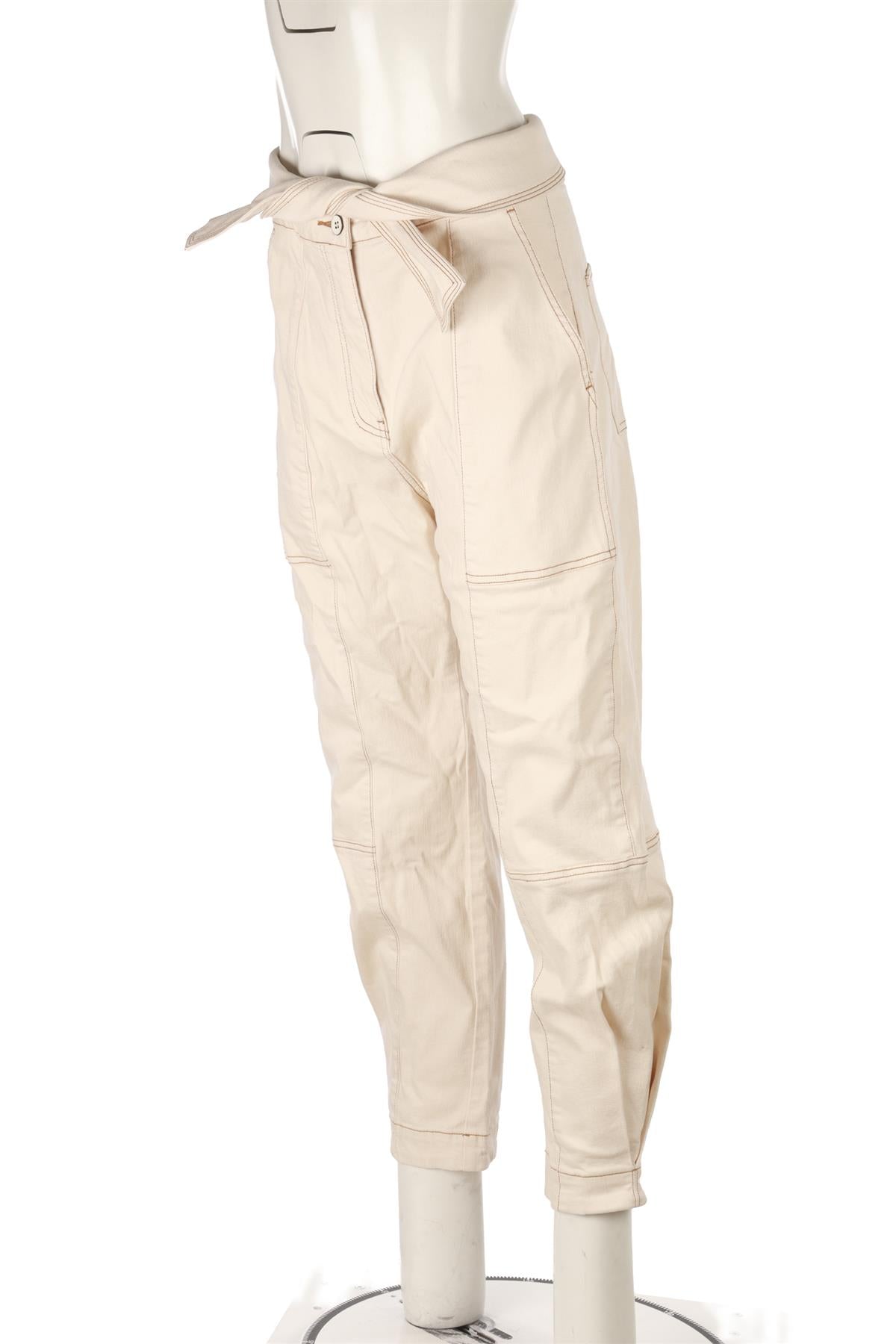 ULLA JOHNSON CREAM COTTON TAPERED PANTS US 8 UK 12