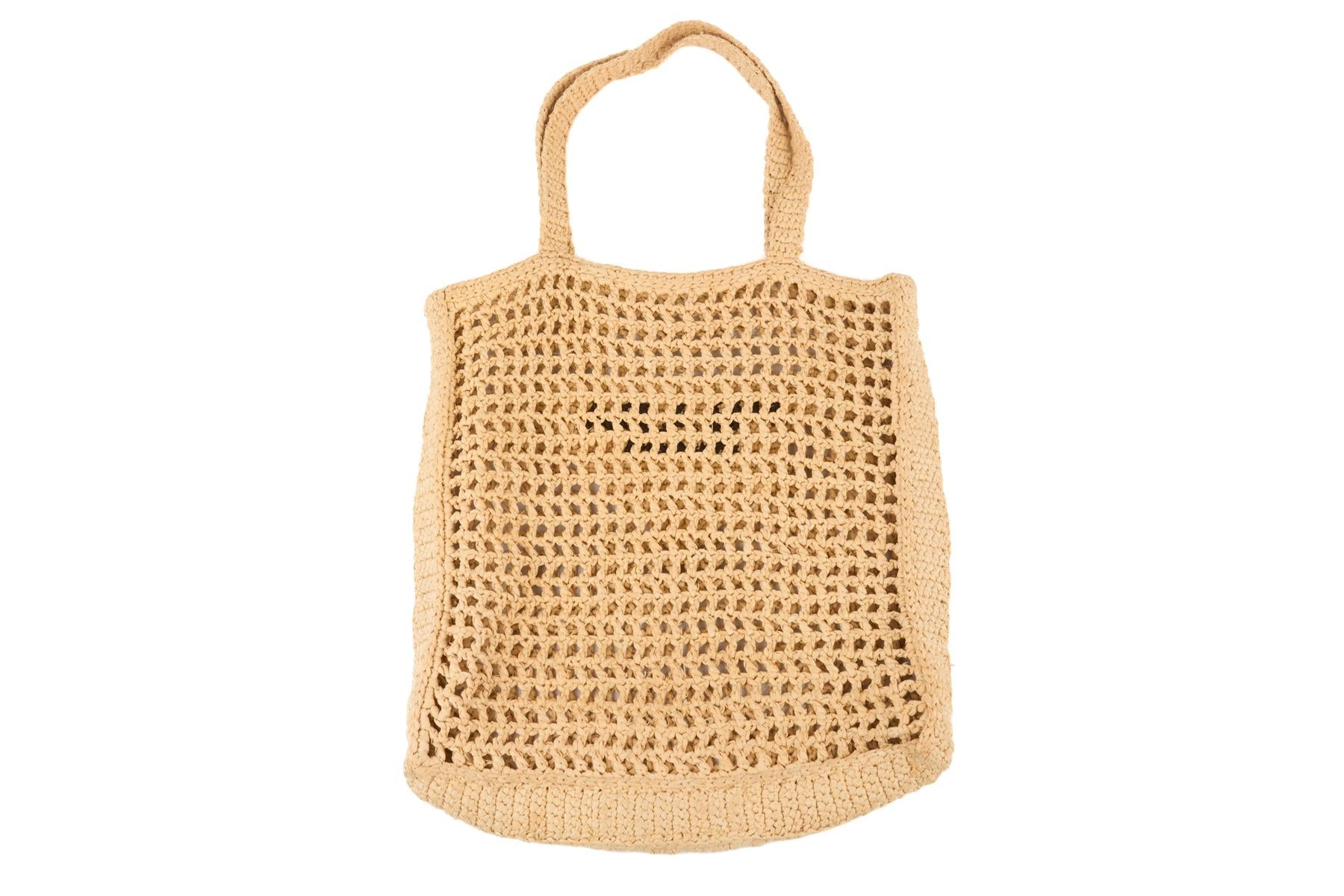 PRADA BEIGE RAFFIA SHOULDER BAG