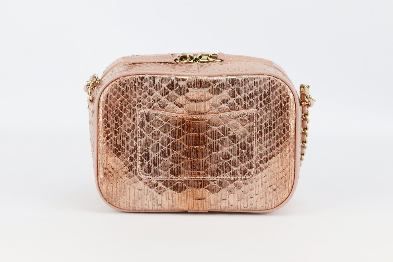 CHANEL 2019 MANIA CAMERA CASE METALLIC PYTHON AND LEATHER SHOULDER BAG